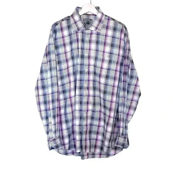 Peter Millar Purple Plaid 100% Cotton Button Down Shirt | Purple | SZ XL - Picture 1 of 8